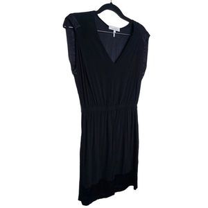 Sandro Women's Blouson‎ Sz 1 US S Black Cap Sleeve Satin Edged Short Mini Dress
